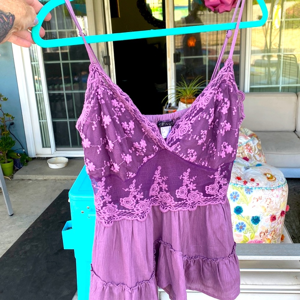 Lacey lavender spaghetti strap top size 10